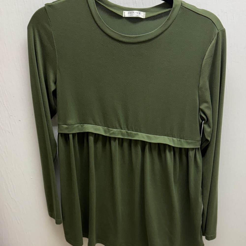 Elegant Olive Long Sleeve Maternity Top
